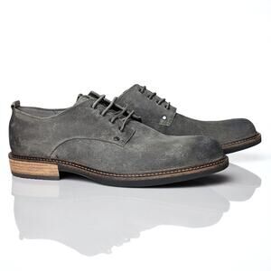 Men's ECCO Gray Distressed Suede Oxford Lace Up Loafers Kenton Tarmac 10 10.5